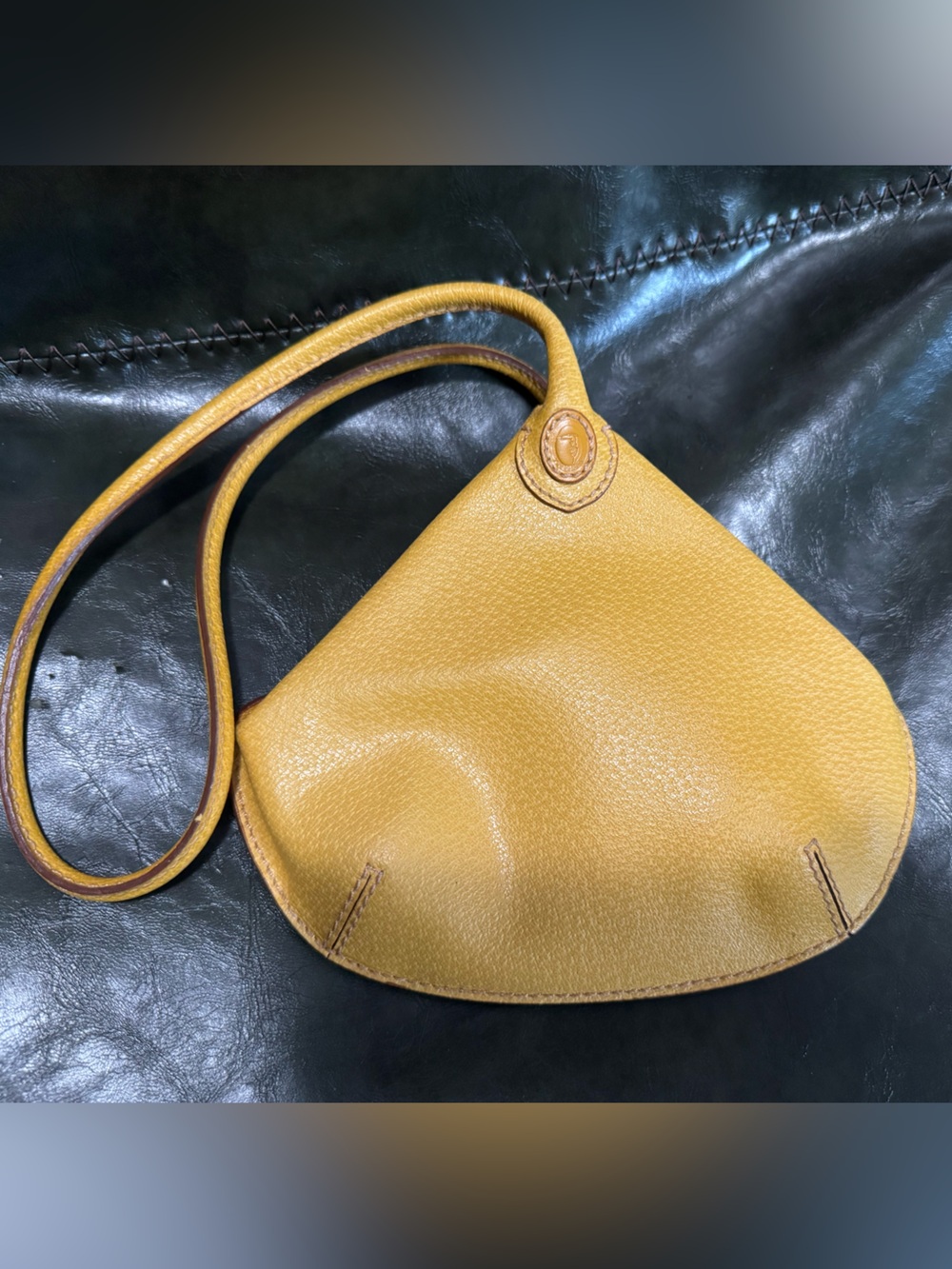 Trussardi Mustard Yellow Leather Shoulder Bag